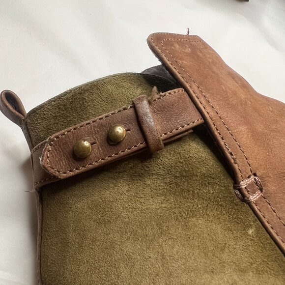 Sperry Ambrose Womens 8.5M Brown Olive Leather Ankle Boots Chunky Heel Buckle - Picture 9 of 12